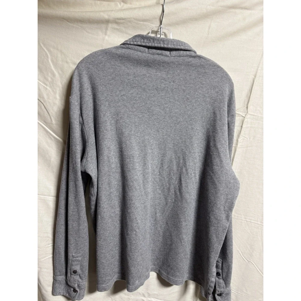 Vintage 90s Polo Ralph Lauren Long Sleeve Pocket Polo Shirt XL Gray Made In USA